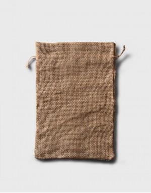 黃粗麻布束口袋-大 黃粗麻布束口袋-大