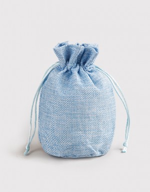 |預購|藍色仿亞麻圓底小號束口袋