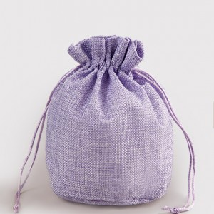|預購|紫色仿亞麻圓底中號束口袋