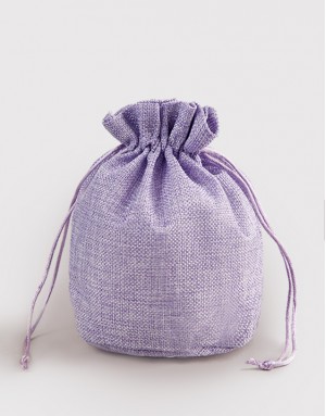 |預購|紫色仿亞麻圓底中號束口袋