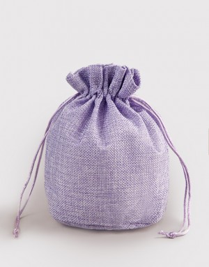 |預購|紫色仿亞麻圓底中號束口袋