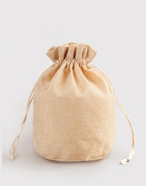 |預購|黃色仿亞麻圓底中號束口袋