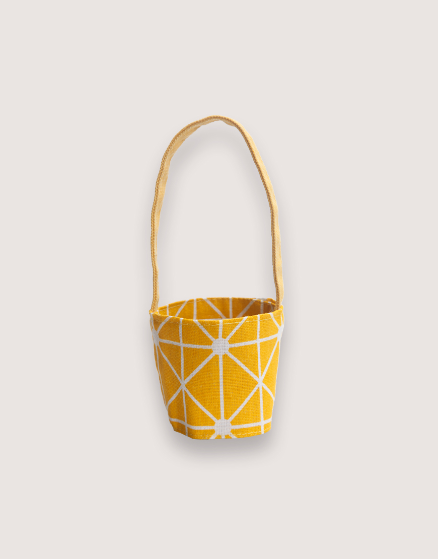 |缺貨|12N雙層帆布飲料提袋-黃幾何|雙面印花|