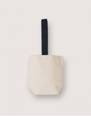 |缺貨|米色帆布飲料小提袋-藍色牛仔提把 |缺貨|米色帆布飲料小提袋-藍色牛仔提把