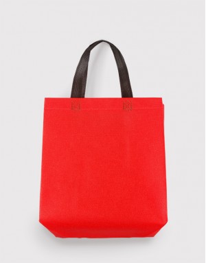 紅色黑提把寬底不織布立體小提袋 - M 紅色黑提把寬底不織布立體小提袋 - M