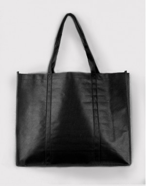 不織布橫式立體車縫提袋 - 黑色XL (加固款) 不織布橫式立體車縫提袋 - 黑色XL (加固款)