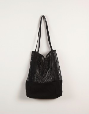 網格紋帆布肩背包 雙色