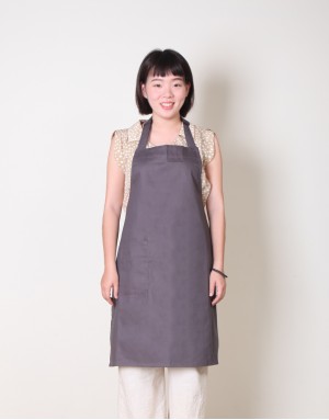 純棉單一口袋繞頸式圍裙-灰色 純棉單一口袋繞頸式圍裙-灰色