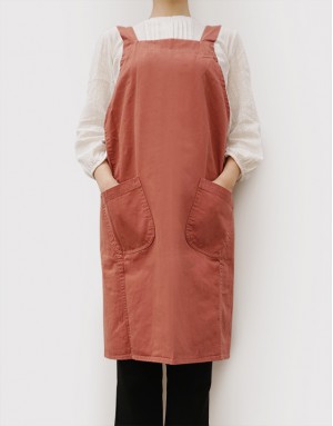 水洗帆布工作款寬肩帶圍裙+斜雙口袋-4色