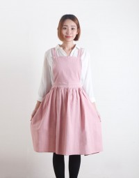 水洗棉麻百摺裙款圍裙-3色