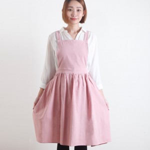 水洗棉麻百摺裙款圍裙-3色