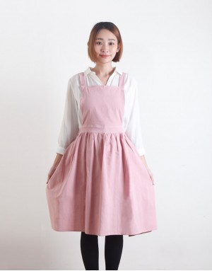 水洗棉麻百摺裙款圍裙-3色