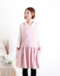 水洗棉麻背心式款圍裙-5色