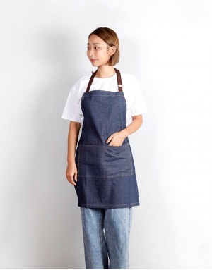|缺貨|牛仔布繞頸式二口袋圍裙 |缺貨|牛仔布繞頸式二口袋圍裙
