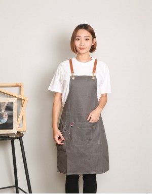 |預購|牛仔圍裙吊環皮件圍裙-冰灰 |預購|牛仔圍裙吊環皮件圍裙-冰灰