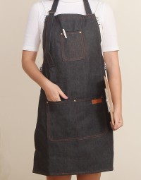 |預購|加厚繞頸加扣牛仔圍裙-黑色