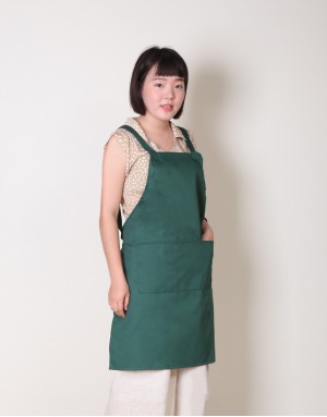 混紡布背帶式三口袋圍裙-中-4色