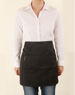 滌綸斜紋半身圍裙兩口袋+筆插款-黑色 滌綸斜紋半身圍裙兩口袋+筆插款-黑色