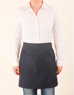 滌綸斜紋半身圍裙兩口袋+筆插款-深藍色