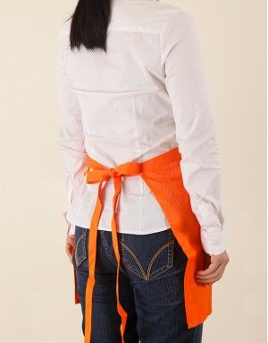 滌綸斜紋半身圍裙兩口袋+筆插款-橘色 滌綸斜紋半身圍裙兩口袋+筆插款-橘色