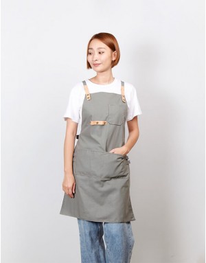 |預購|滌帆真皮交叉織帶圍裙-深灰雙層 |預購|滌帆真皮交叉織帶圍裙-深灰雙層