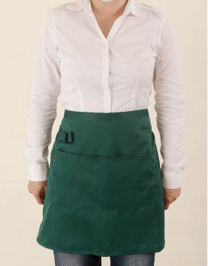 滌綸斜紋半身圍裙兩口袋+筆插款-深綠色
