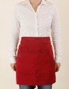 滌綸斜紋半身圍裙兩口袋+筆插款-暗紅色
