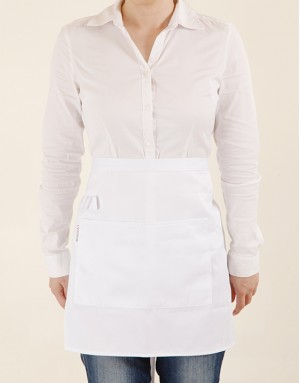 滌綸斜紋半身圍裙兩口袋+筆插款-白色