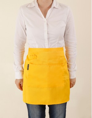 滌綸斜紋半身圍裙兩口袋+筆插款-黃色