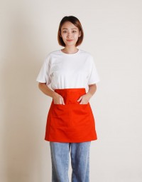 滌帆加厚斜紋雙口袋半身圍裙-9色