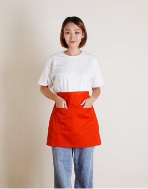 滌帆加厚斜紋雙口袋半身圍裙-9色