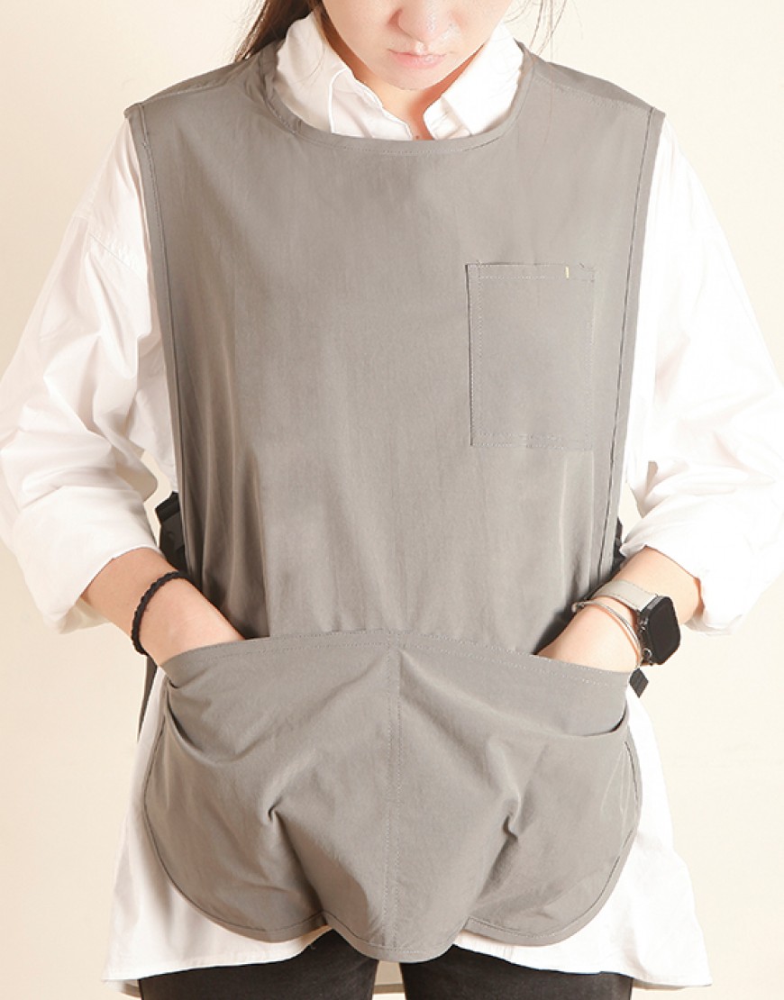 滌棉防潑水套頭式圍裙-灰色