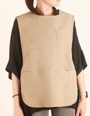 滌棉防潑水套頭式圍裙-卡其