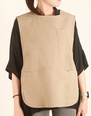 滌棉防潑水套頭式圍裙-卡其