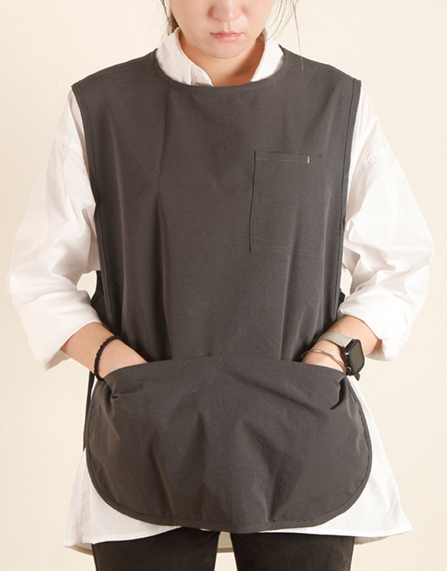 滌棉防潑水套頭式圍裙-深灰