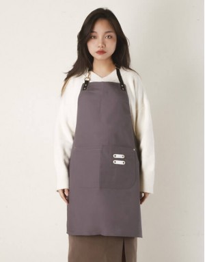 繞頸滌棉布圍裙-灰色