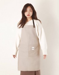 繞頸滌棉布圍裙-卡其色