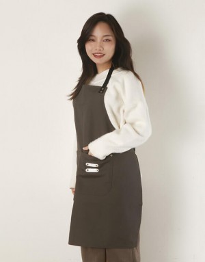 繞頸滌棉布圍裙-墨綠色 繞頸滌棉布圍裙-墨綠色