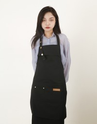 防潑水繞頸三扣圍裙-黑色