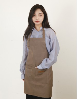 防潑水繞頸三扣圍裙-卡其