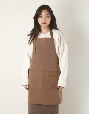 防潑水繞頸三扣圍裙-咖啡色