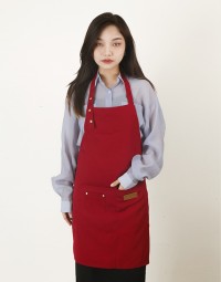 防潑水繞頸三扣圍裙-酒紅