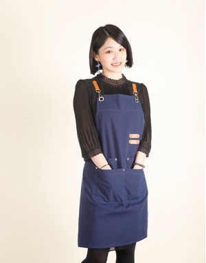 職人防水雙肩綁繩圍裙-藍色 (防潑水) _ 餐飲 園藝 手工藝 客製化圍裙 開店 員工服 制服 工作服