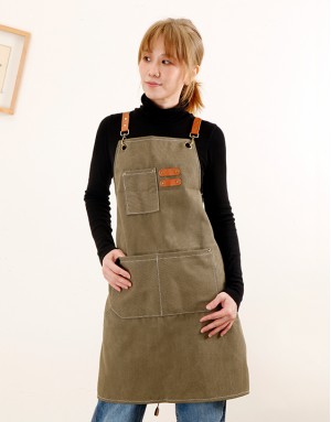 職人厚帆圍裙-灰綠