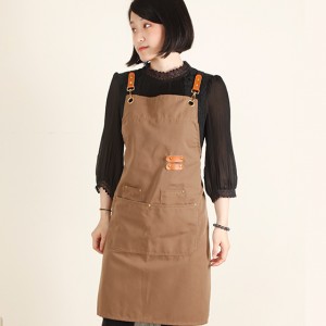職人防水雙肩綁繩圍裙-棕色 (防潑水) _ 餐飲 園藝 手工藝 客製化圍裙 開店 員工服 制服 工作服