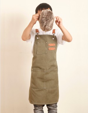 |預購| 職人兒童水洗厚帆圍裙-灰綠 |預購| 職人兒童水洗厚帆圍裙-灰綠