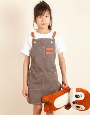 |預購| 職人兒童水洗厚帆圍裙-灰色 |預購| 職人兒童水洗厚帆圍裙-灰色