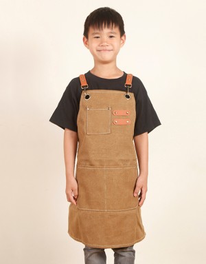 |預購| 職人兒童水洗厚帆圍裙-棕色 |預購| 職人兒童水洗厚帆圍裙-棕色