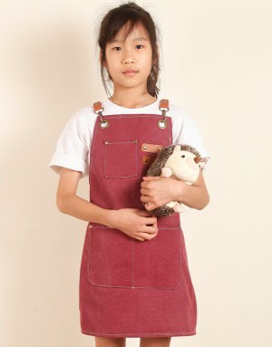|預購| 職人兒童水洗厚帆圍裙-酒紅 |預購| 職人兒童水洗厚帆圍裙-酒紅
