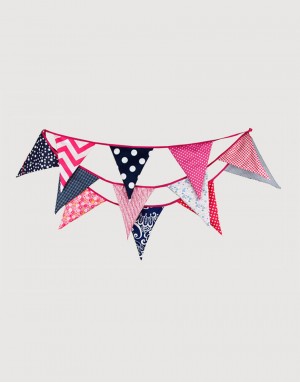 棉布三角旗|桃紅藏青| 棉布三角旗|桃紅藏青|